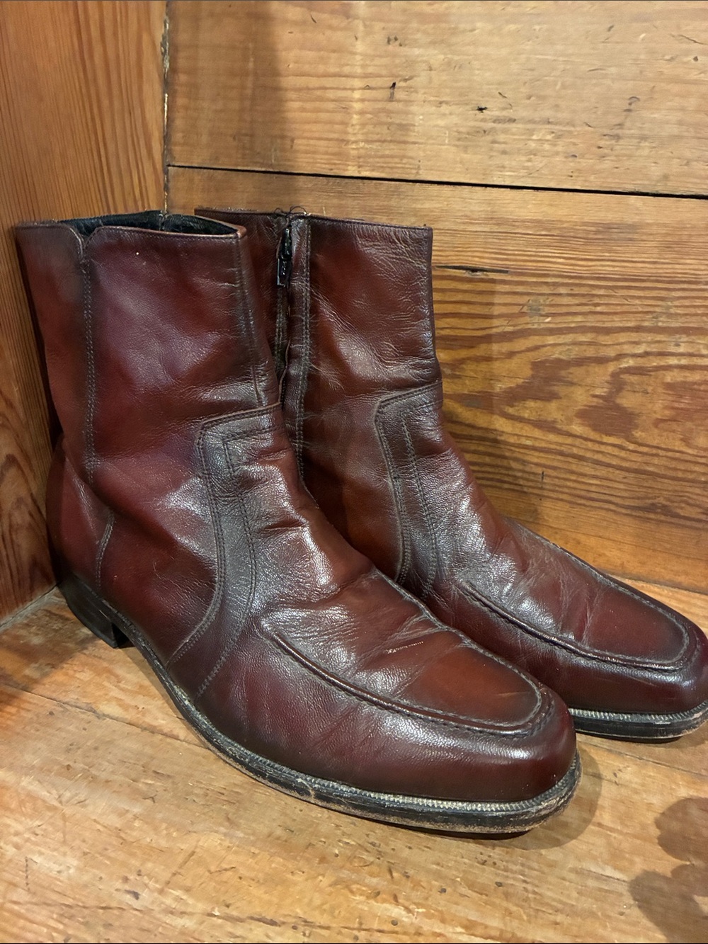 1970’s Florsheim Men's Brown Leather Ankle “Beatle” Boots Made in USA